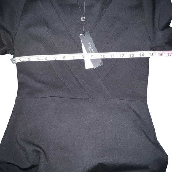 Talbots Dress Women Size 2 Black Ponte Long Sleeve V Cross Over Neck Shift New - Picture 4 of 9